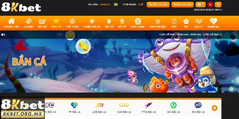 Bắn cá nhận thưởng 8Kbet là game gì