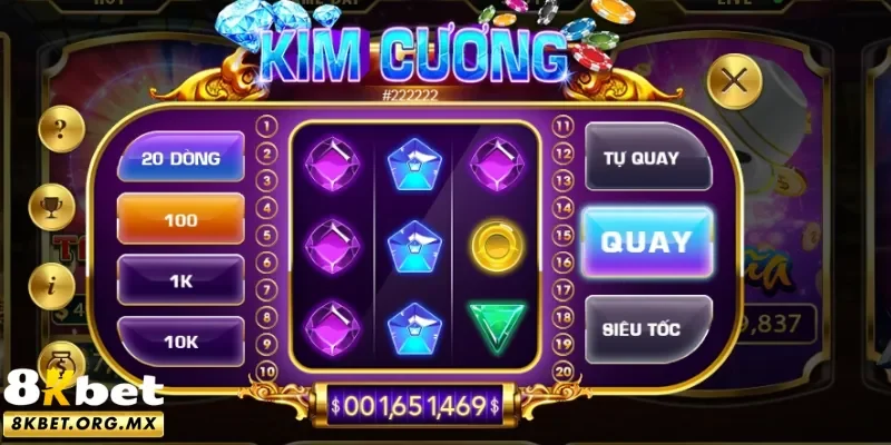 Slot Kim cương 8Kbet với thiết kế gọn gàng